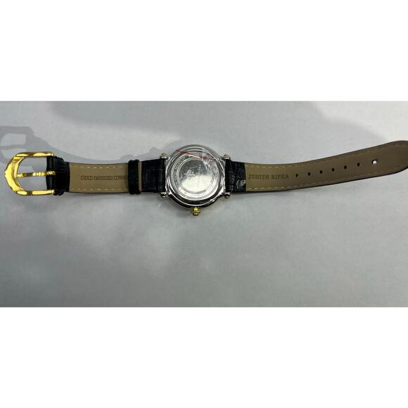 Judith Ripka Women’s Watch Floating Heart Charm Black Leather - Picture 9 of 10